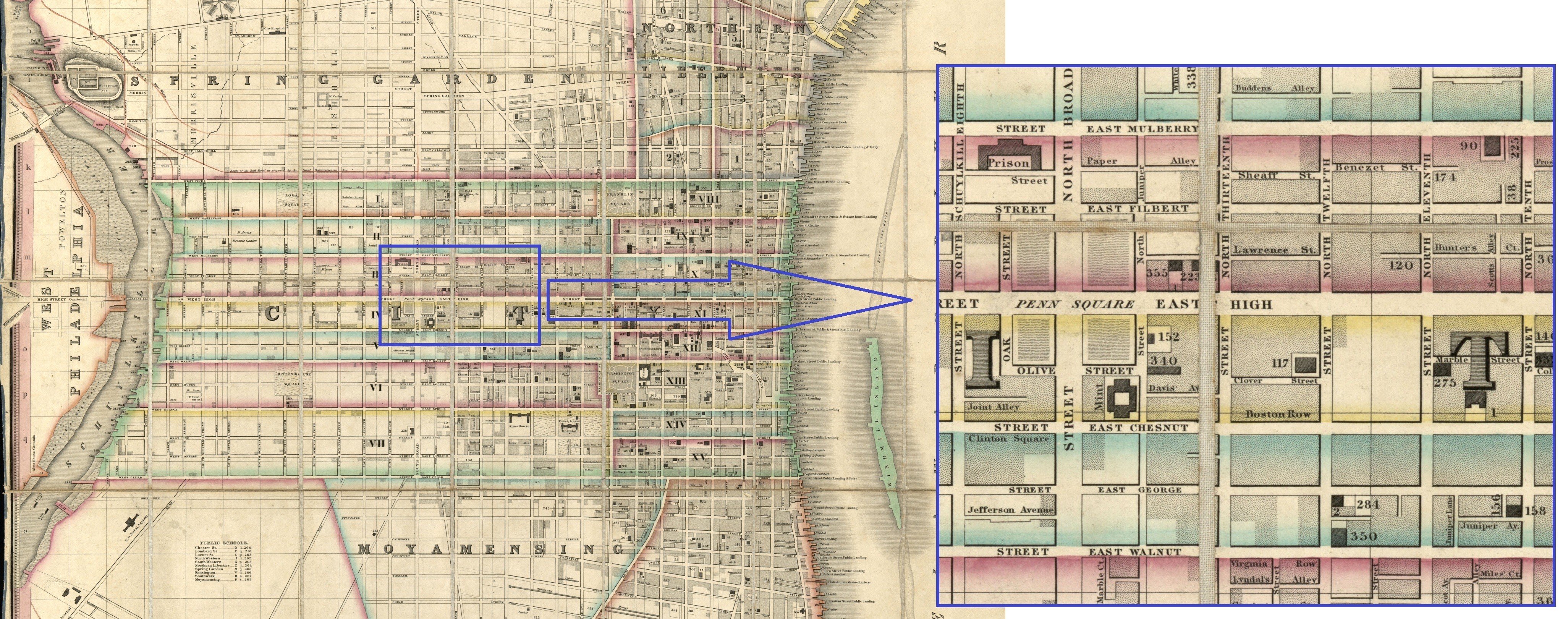 Plan of the City of Philadelphia and Adjoining Districts.1830