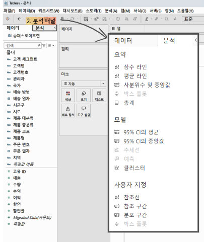 Tableau Analysis Panel